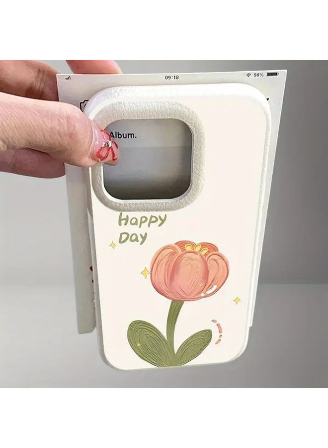 A Brown Jelly Colored Flower Happy Day Phone Case Suitable For Iphone 16 Pro Max Premium Protective Cover - Image 3
