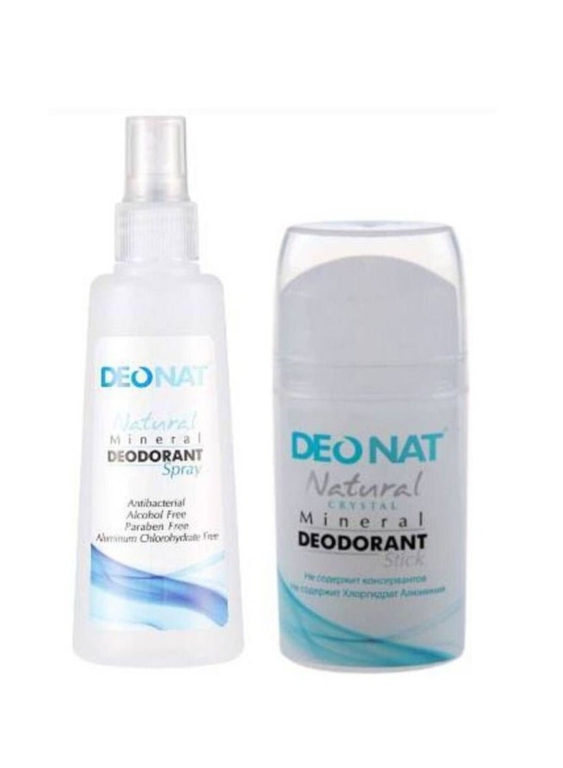 بخاخ مزيل للعرق من المعدن الطبيعي 100 مل و عصا مزيل العرق المعدنية الطبيعية 100 جم