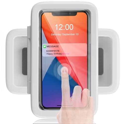 LC-dolida Shower Phone Holder Waterproof, 480° Rotatable Adjustable Bathroom Wall Phone Mount Stand, Anti-Fog High Sensitivity iPhone Case, Anti Fog Case Bathroom Accessories for 4-7'' Cellphones - Image 1