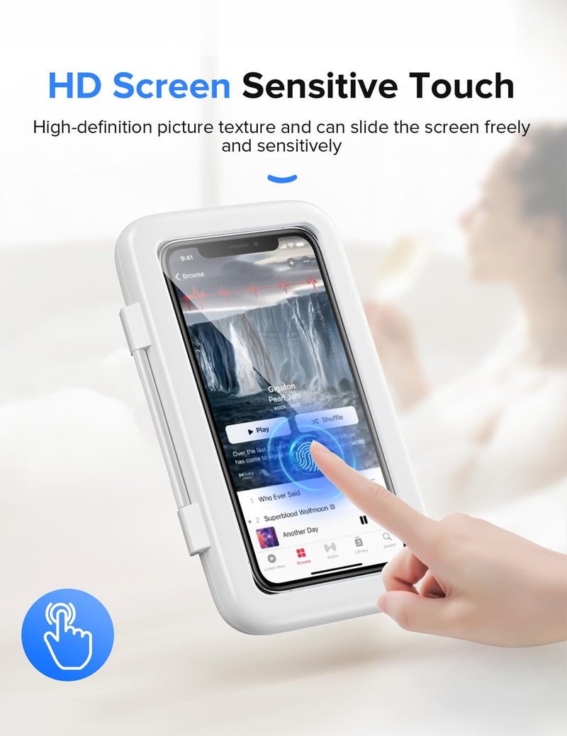 LC-dolida Shower Phone Holder Waterproof, 480° Rotatable Adjustable Bathroom Wall Phone Mount Stand, Anti-Fog High Sensitivity iPhone Case, Anti Fog Case Bathroom Accessories for 4-7'' Cellphones - Image 4