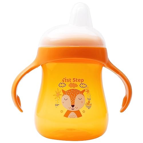 1ST STEP Matte Collection BPA Free Soft Spout Sipper with Twin Handles for Easy Grip (Orange) - Image 1