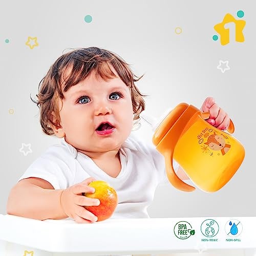1ST STEP Matte Collection BPA Free Soft Spout Sipper with Twin Handles for Easy Grip (Orange) - Image 2