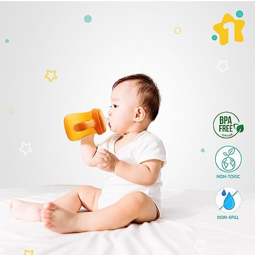 1ST STEP Matte Collection BPA Free Soft Spout Sipper with Twin Handles for Easy Grip (Orange) - Image 3