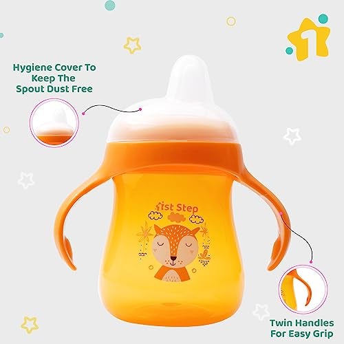 1ST STEP Matte Collection BPA Free Soft Spout Sipper with Twin Handles for Easy Grip (Orange) - Image 4