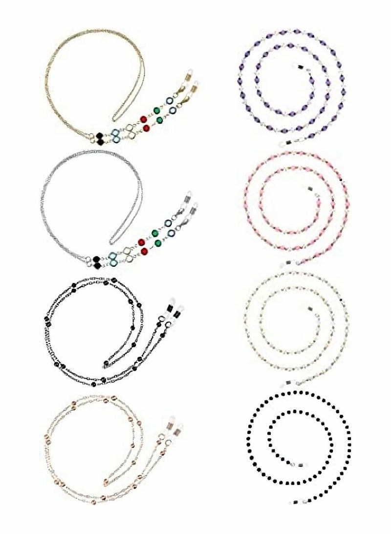 Excefore Eyeglasses Chains Beaded Sunglasses Strap Holder Elegant Eyewear Retainer Chain, 8 Styles - Image 1