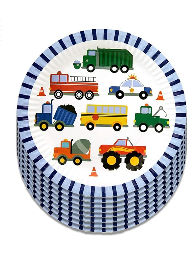 KASTWAVE 50Pcs In 1 Set Engineering Vehicle Theme Disposable Tableware, Paper Cup Plates Dinnerware Set Car Printing Napkins Straw Set Baby Boy Birthday Party Supplies Party Supply - Image 5