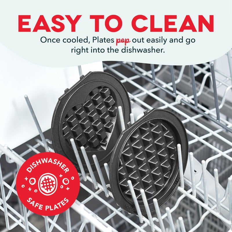 DASH Multi-Plate Mini Maker with 5 Removable Plates for Waffles and Storage Case- Waffle, Heart Waffle, and Griddle Plates - Image 5