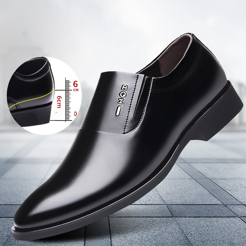 2024 Spring Autumn Mens Leather Dress Shoes Height increasing slip-on - Image 1