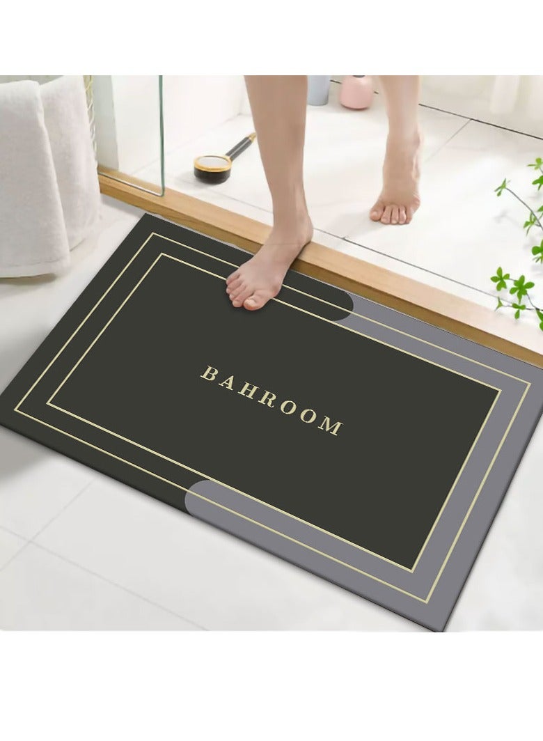 MEI HOME CENTER Diatom Mud Anti Slip Bathroom Mat With Printed Design Stylish & Super Absorbent With Soft Material (50X80)  - Image 1