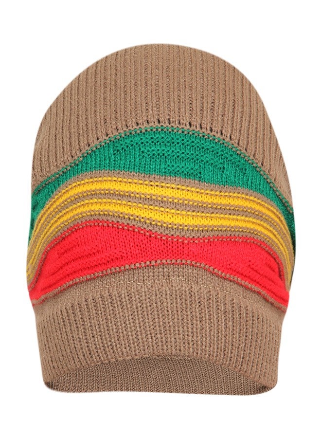 FabSeasons Unisex Brown Acrylic Woolen Slouchy Beanie and Skull Cap for Winters - Image 1