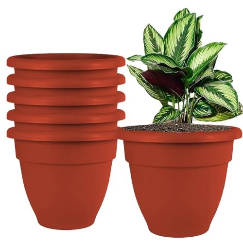 IMAGINEA 18 Inch Flower Pots for Home Decoration | Pack of 6| Lightweight Indoor Outdoor Plastic Gamla for Living Room, Balcony, Garden Pots Tree Planter Container Planter - Image 1