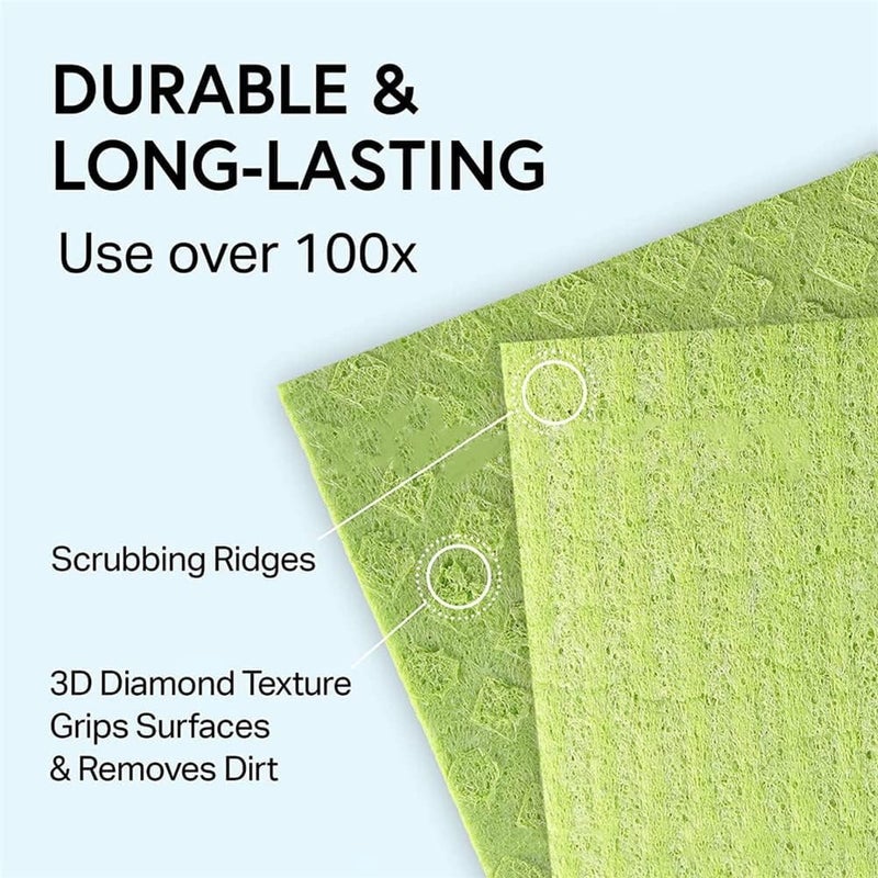 RECLUSE Swedish Dishcloths for Kitchen Bulk 15 Pack of Reusable Paper Towel Alternative Cellulose Sponge Cloths Super Absorbent OdorFree and EcoFriendly Dish Cloths - Image 2