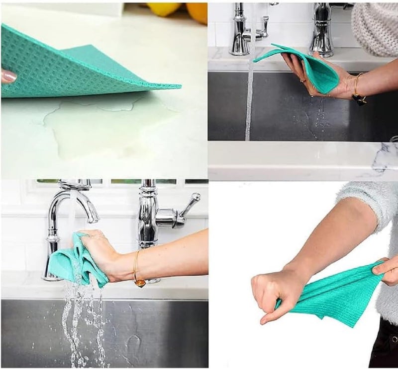 RECLUSE Swedish Dishcloths for Kitchen Bulk 15 Pack of Reusable Paper Towel Alternative Cellulose Sponge Cloths Super Absorbent OdorFree and EcoFriendly Dish Cloths - Image 3