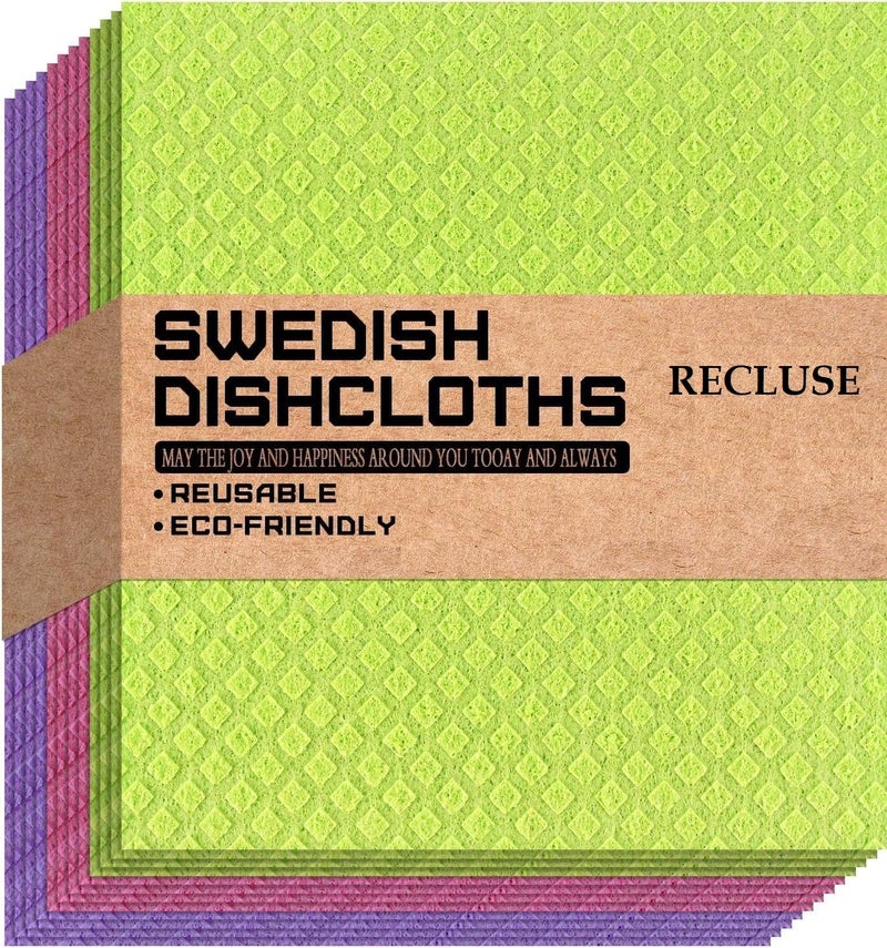 RECLUSE Swedish Dishcloths for Kitchen Bulk 15 Pack of Reusable Paper Towel Alternative Cellulose Sponge Cloths Super Absorbent OdorFree and EcoFriendly Dish Cloths - Image 1