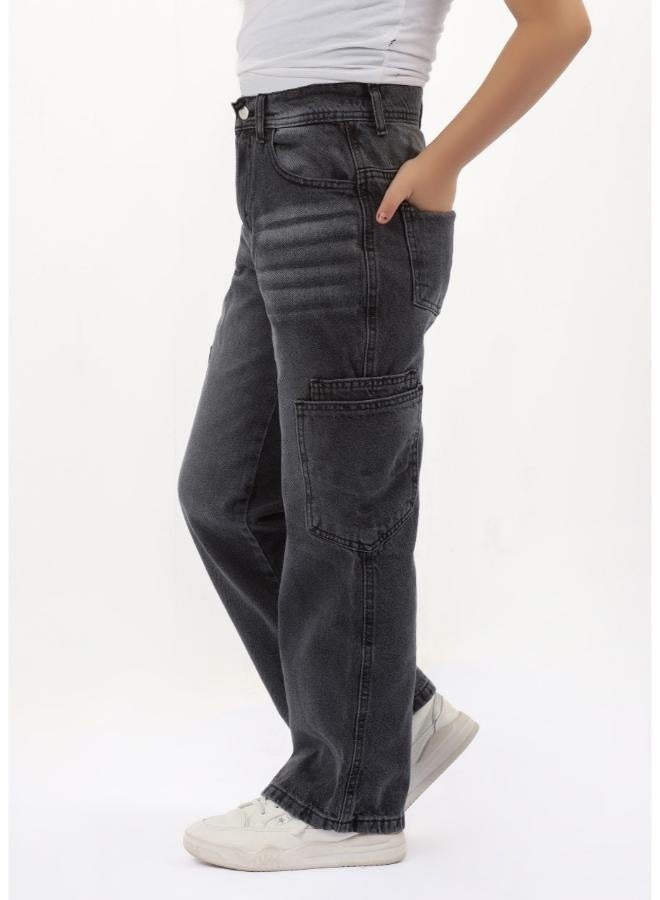 EGY WEAR Girls Dark Gray Jeans Pants - Image 3