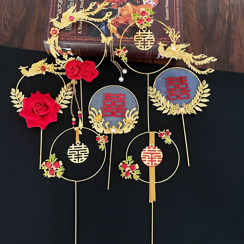Chinese-Style Vintage Cake Decoration With Gold Inserts For Weddings And Engagements, Featuring A Phoenix And Phoenix Flying Together Design, A Must-Have For Wedding Celebrations - Image 2