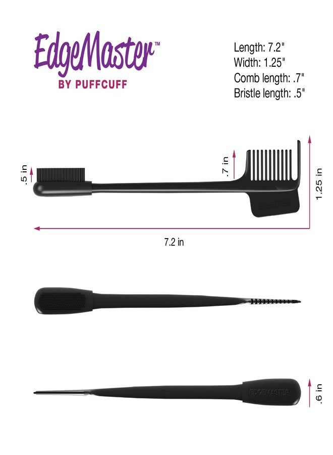 Puffcuff LAAAYED™ Edgemaster Soft Silicone Bristle | Edge Brush For Black Textured Hair | Tame Baby Hairs, Flyaways, And Rat Tails | 1 Piece - Image 5