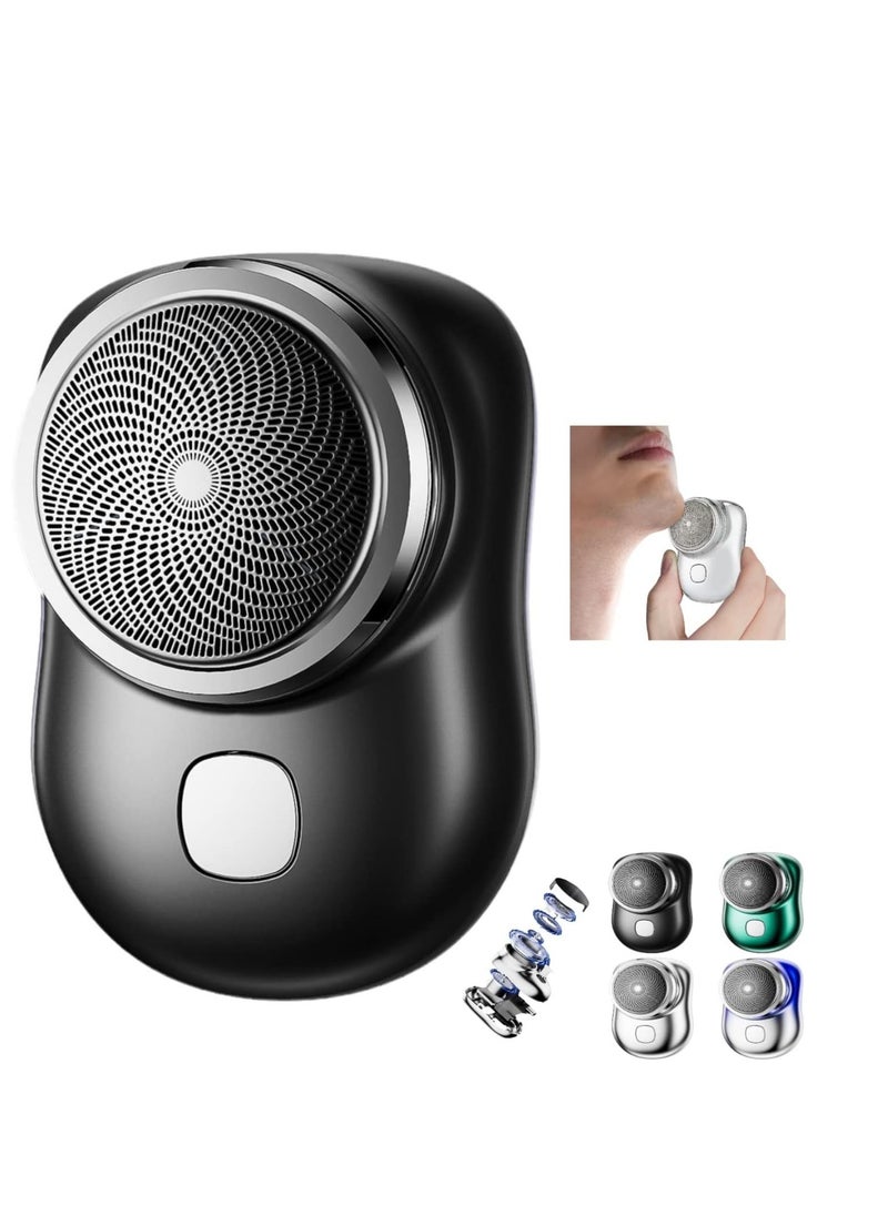 ELTRAZONE USB Mini Shaver Pocket Portable Electric Shaver, 2023 New Travel Electric Razor Round Shaving Machines for Men, Wet Dry Magic Rechargeable Mini Shavers Mens Electric Razors for Shaving Face (Black)  - Image 1