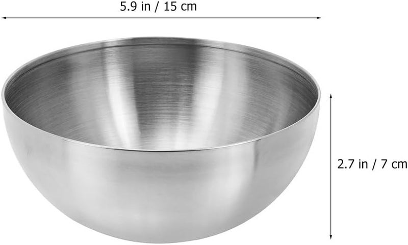 Luxshiny 2pcs Korean Stainless Steel Bowls, Metal Serving Bowl Small Mixing Bowl Salad Bowls Dessert Bowls Kitchen Prep Bowl for Cereal Noodle Ramen Snacks Silver - Image 2