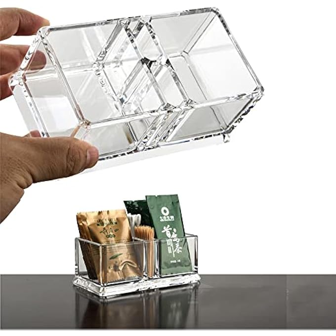 Yakri Clear Acrylic Two Lattices Tea Bags Holder Coffee Sugar Bag Case Guest Room Storage Boxes Ytbh001 - Image 4