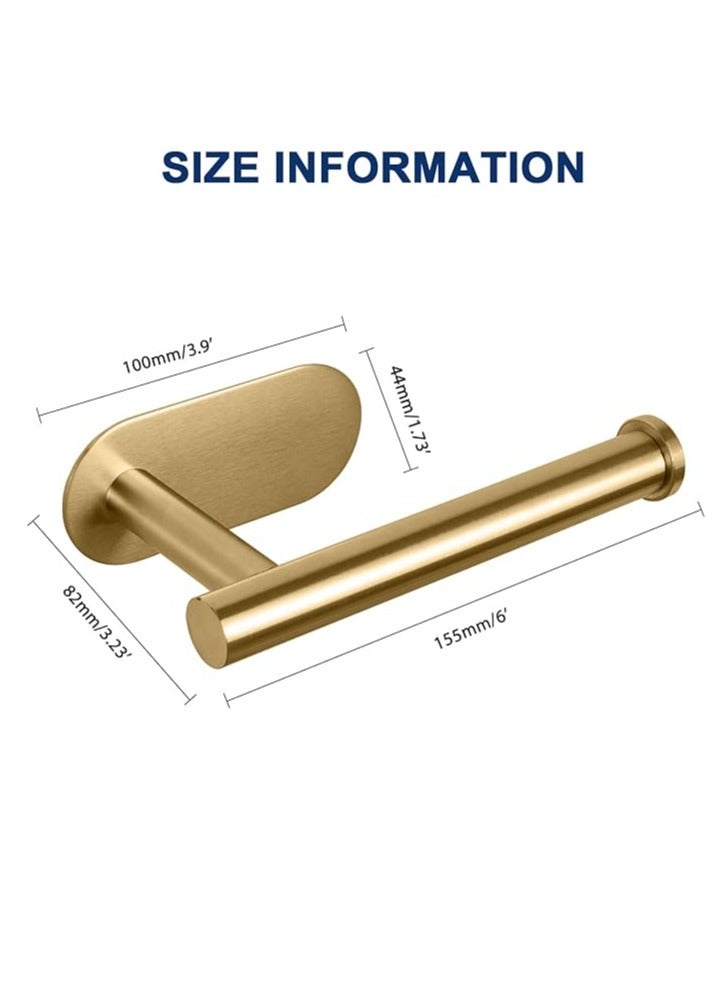 Toilet Paper Holder Self Adhesive, Premium Thicken Stainless Steel Rustproof Adhesive Toilet Roll Holder No Drilling for Bathroom, Kitchen, Washroom (1 Pack, Gold)