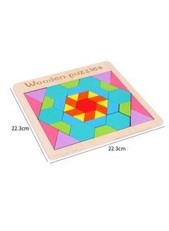 جوي آند ليرن أحجية مكعبات خشبية من Joy & LEARN، لوحة تعليمية بأشكال هندسية، 22.3 × 22.3 سم، للأعمار من 3 سنوات فما فوق، متعددة الألوان  - Image 3
