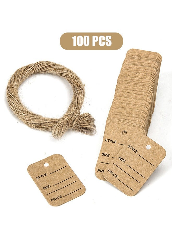Generic 200 Pcs Tags Kraft Paper Gift Tags with 20m Ropes, Vintage Baking Blank Labeling Tags, Reusable Paper Gift Tags for Wedding Thanksgiving Clothing (Brown) - Image 1