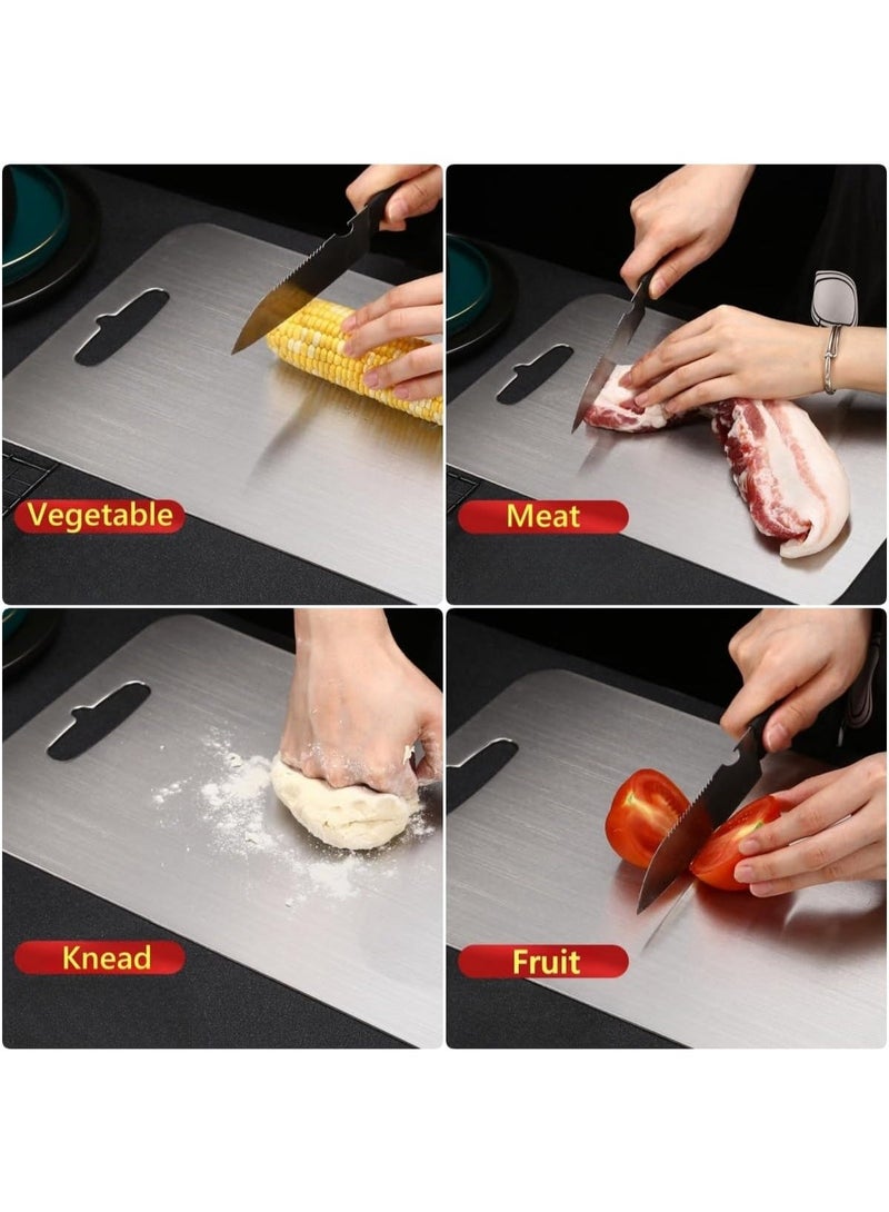 2mm Thicker Anti-Slip Cutting Boards,304 Stainless Steel Cutting Board, Double-Sided Non-Porous Surface,For Kitchen, Non-Staining&Odor-Free, Burr-Free Edges, Dishwasher Safe(29×20cm) - Image 2