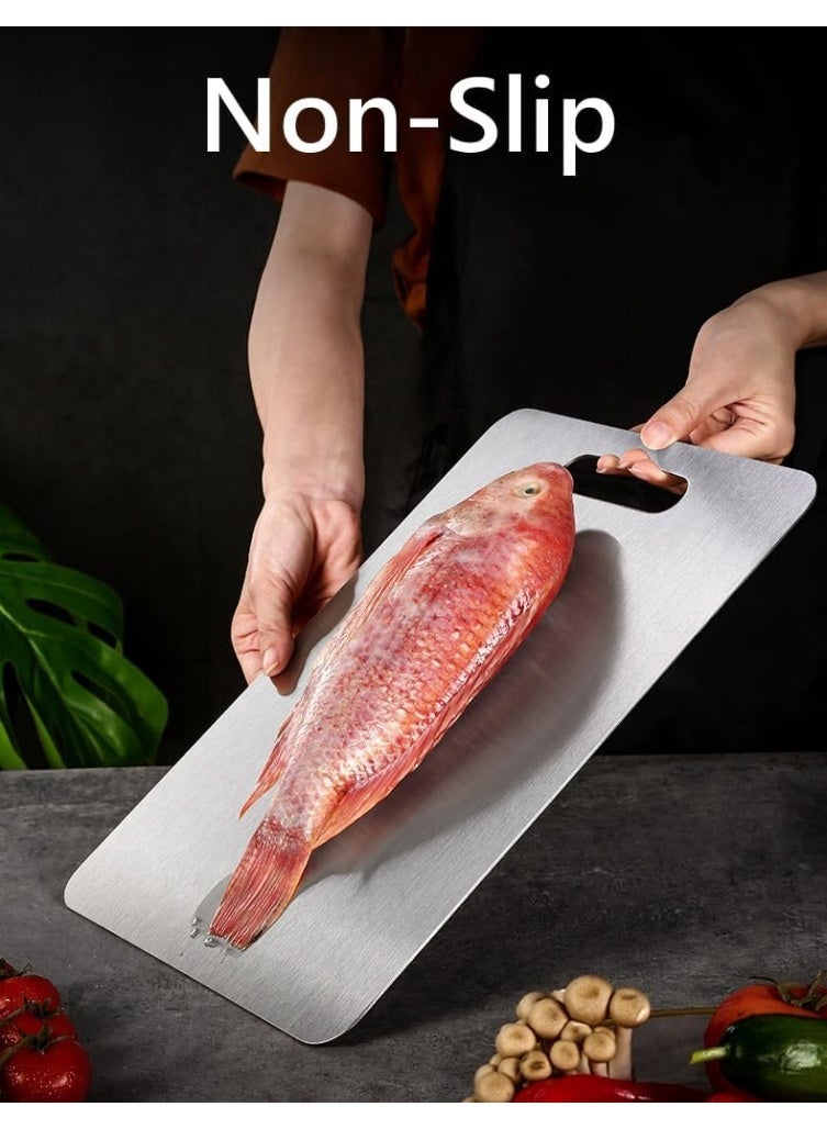 2mm Thicker Anti-Slip Cutting Boards,304 Stainless Steel Cutting Board, Double-Sided Non-Porous Surface,For Kitchen, Non-Staining&Odor-Free, Burr-Free Edges, Dishwasher Safe(29×20cm) - Image 5