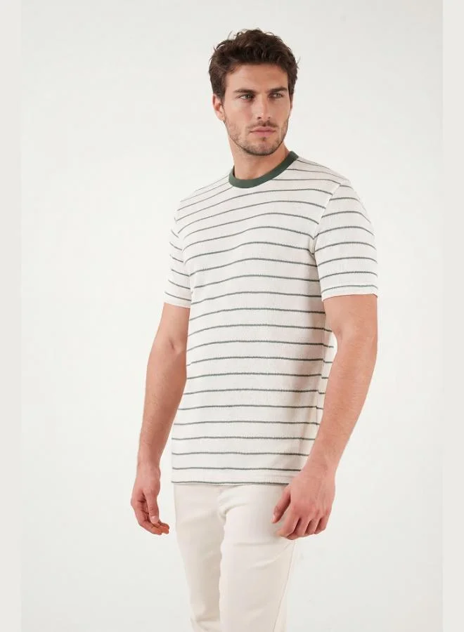 Buratti  Buratti Cotton Regular Fit Striped Crew Neck T-Shirt Men's T-SHIRT 5904039 for Men | Best Price UAE