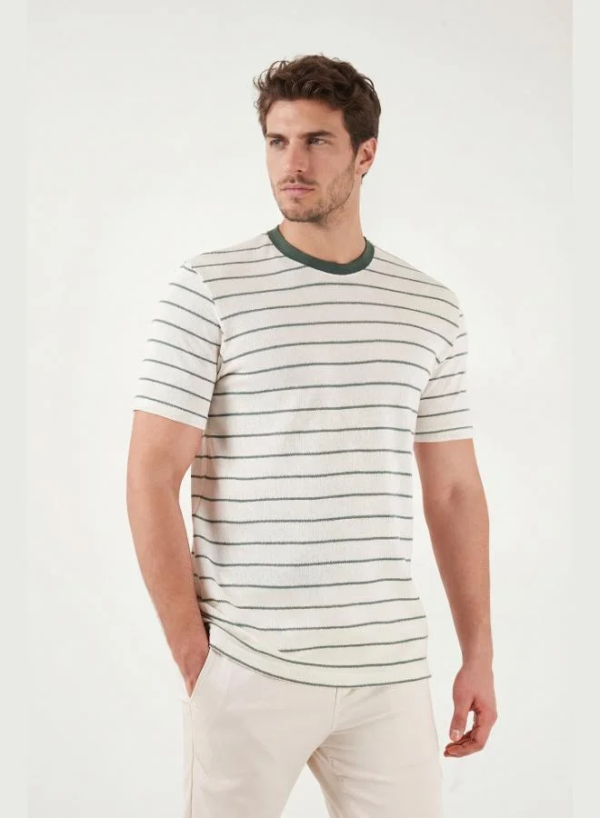Buratti  Buratti Cotton Regular Fit Striped Crew Neck T-Shirt Men's T-SHIRT 5904039 for Men | Best Price UAE