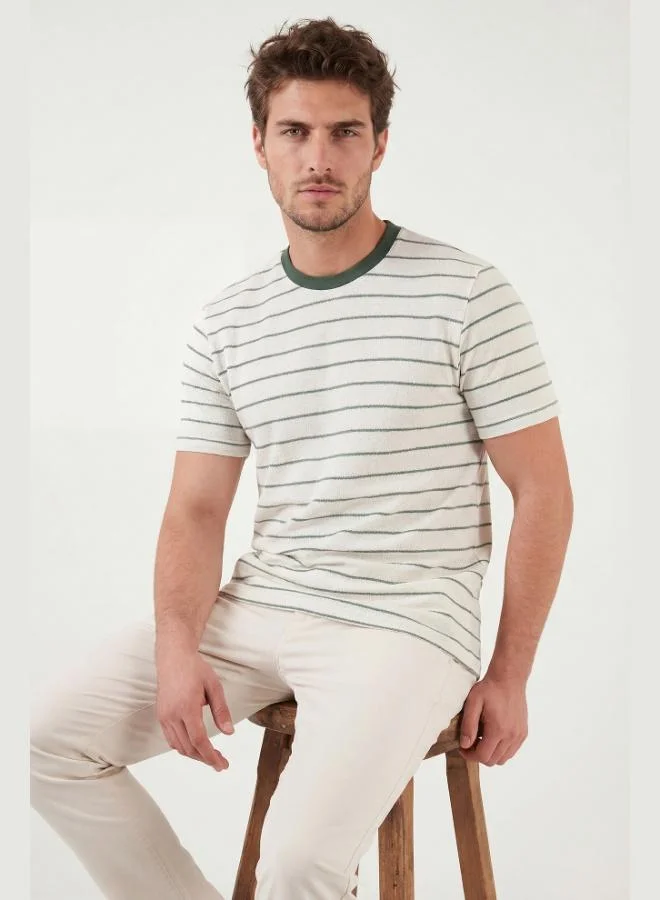 Buratti  Buratti Cotton Regular Fit Striped Crew Neck T-Shirt Men's T-SHIRT 5904039 for Men | Best Price UAE