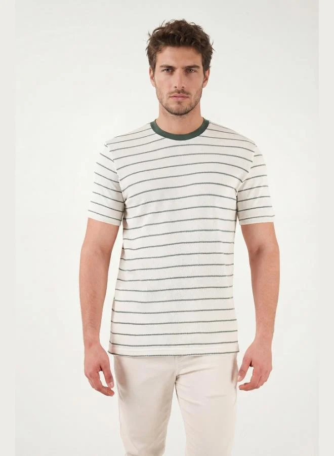 Buratti Cotton Regular Fit Striped Crew Neck T-Shirt Men's T-SHIRT 5904039