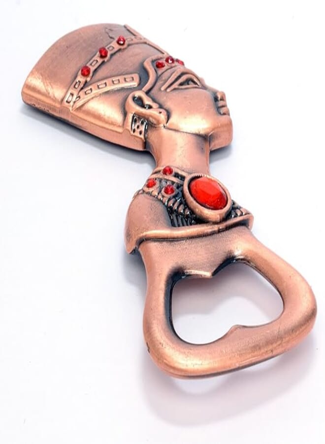 Immatgar Pharaonic Fridge Magnet with bottle opener - Egyptian Souvenir Ancient Egypt Décor Ornament - from Metal (Nefertiti - Burnt red)