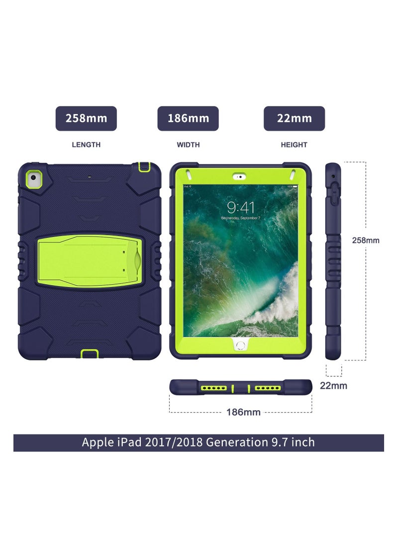 GULFLINK Gulflink Back Cover Protect Case for Apple iPad 2018/2017/Pro/Air2 9.7inch navyblue and lime - Image 2