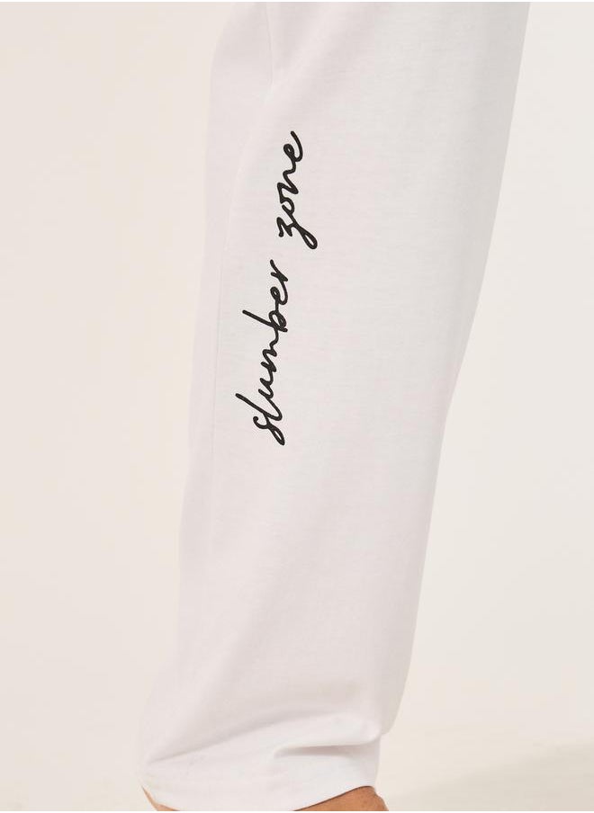 Styli Slogan Print Crew Neck T-Shirt and Pyjama Set  - Image 5