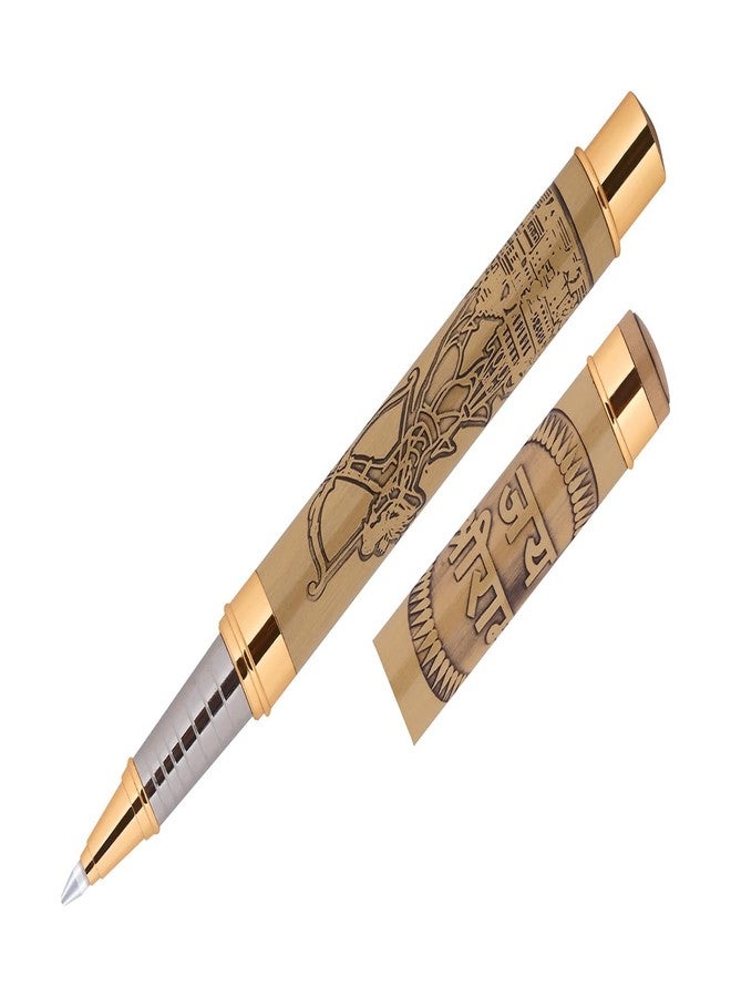 VEA Jai Shree Ram Rollerball Pen, Cylindrical, Gold - Image 2