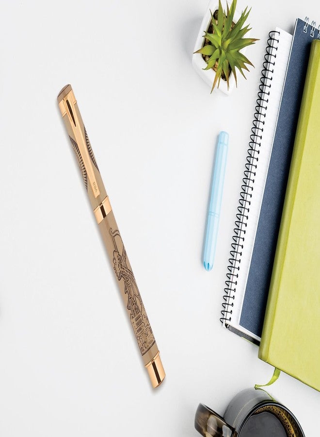 VEA Jai Shree Ram Rollerball Pen, Cylindrical, Gold - Image 3