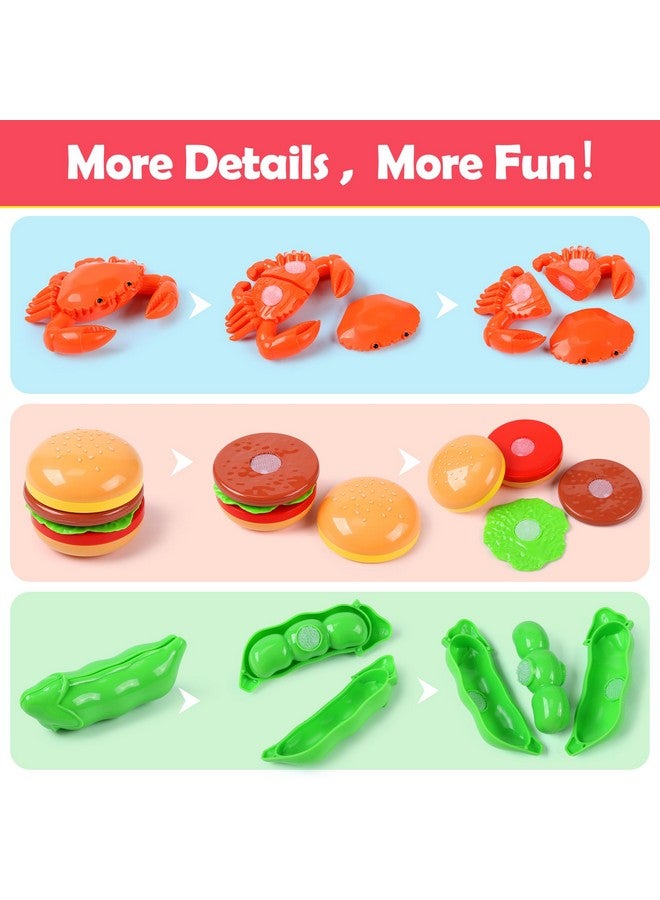 HOLYFUN Play Food Toy Set For Kids Kitchen Shopping Basket With Cutting Fruit & Vegetables Accessories Pot And Pan Plastic Dishes Toddler Play Kitchen Accessories Educational Toys For Boys Girls - Image 5