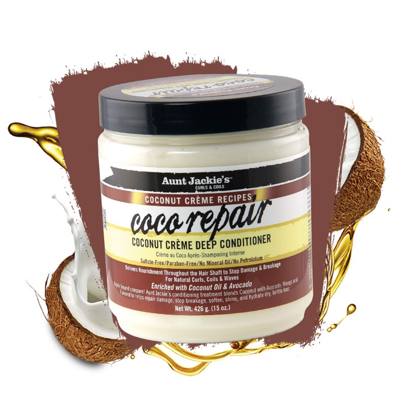 Aunt Jackie's Coconut CrÃ¨me Recipes Coco Repair Deep Hair Conditioner, Delivers Nourishment, Stops Damage, Breakage for Natural Curls, 15 oz - Image 2