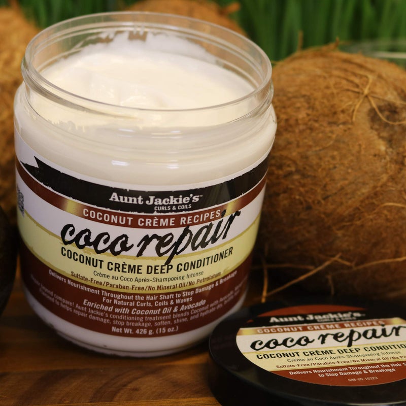 Aunt Jackie's Coconut CrÃ¨me Recipes Coco Repair Deep Hair Conditioner, Delivers Nourishment, Stops Damage, Breakage for Natural Curls, 15 oz - Image 5