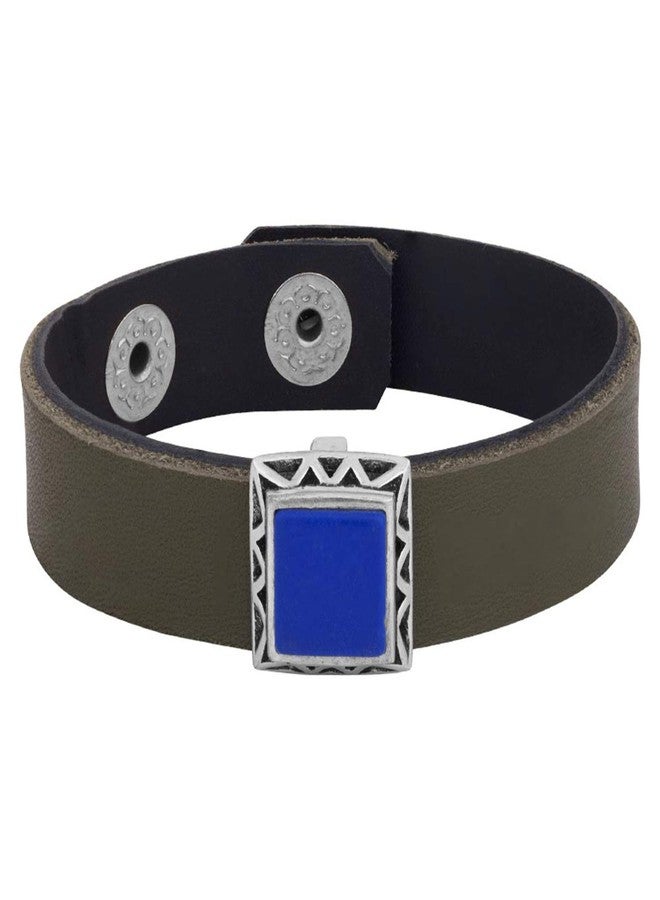 VOYLLA Dare Milestone Leather Bracelet with Rectangular Pendant - Image 1