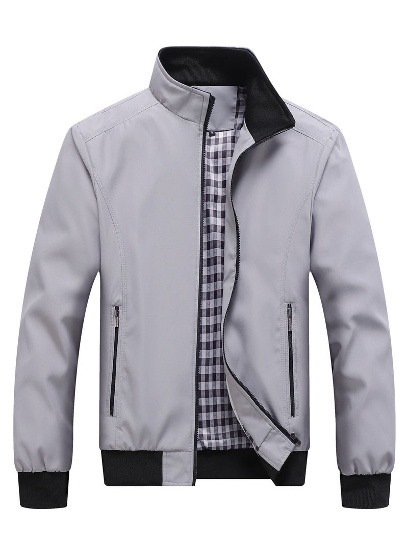NIBEMINENT Spring Autumn Business Style Slim Jacket Wine Grey/Black