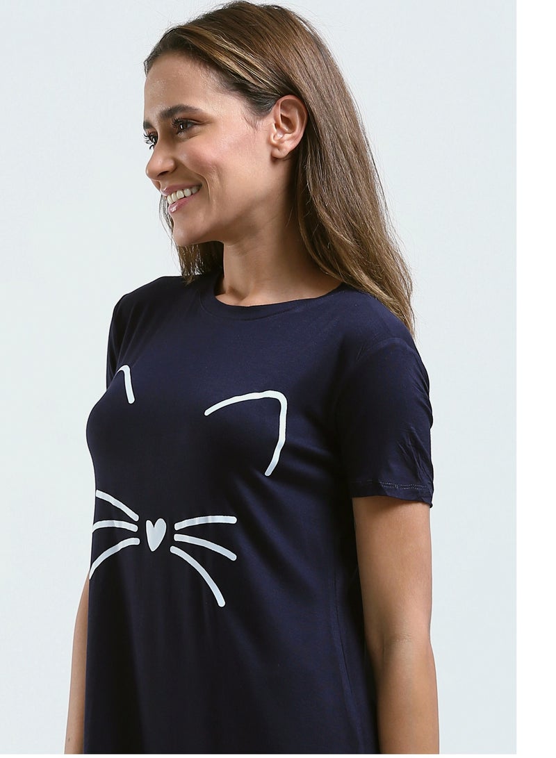 Mesery Sleepshirt Cotton Short Sleeves Printed  - Image 4