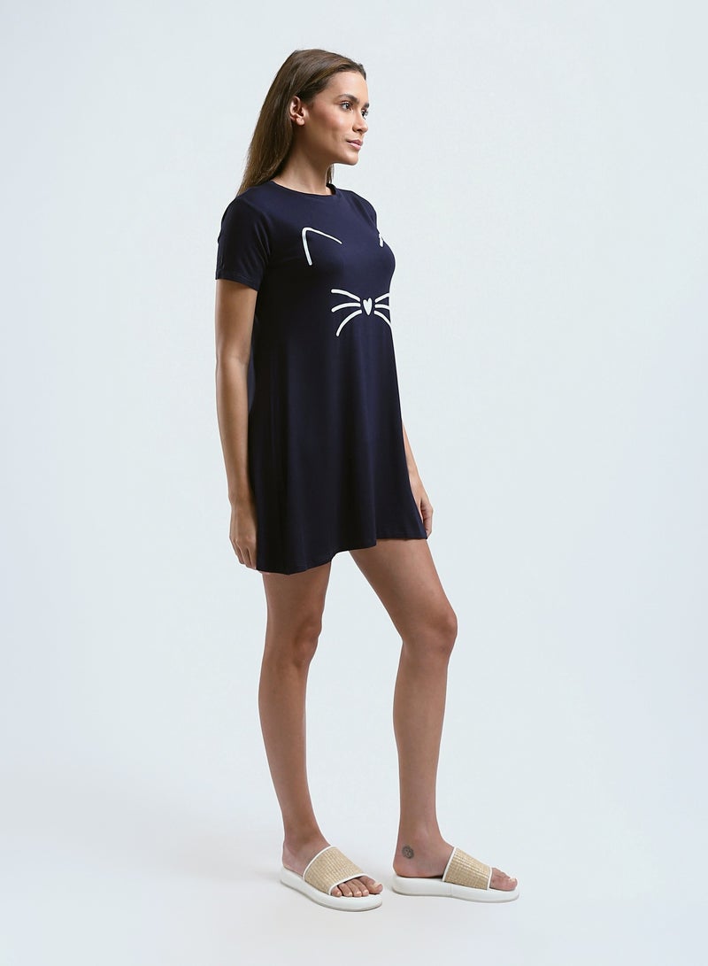 Mesery Sleepshirt Cotton Short Sleeves Printed  - Image 2