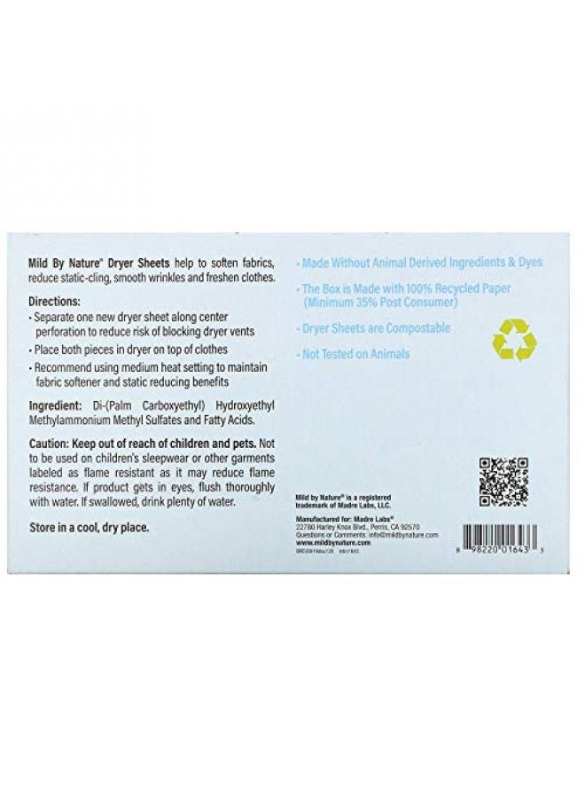 mild by Nature Mild By Nature Dryer Sheets Unscented 120 Compostable Sheets  - Image 2