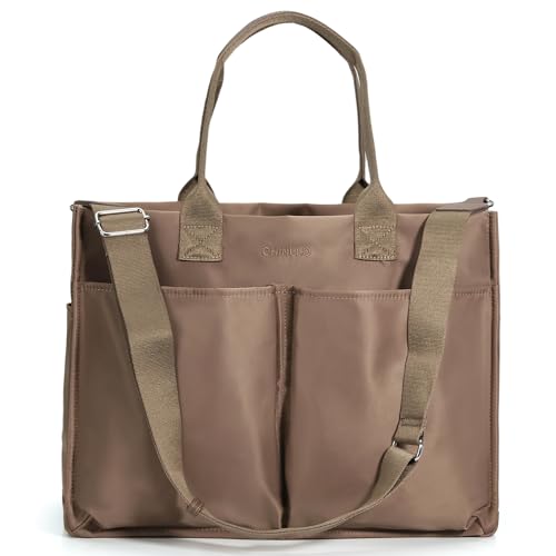 Chinllo Nylon Tote Bags for Women, Large Pockets Handbags Compartments Crossbody Bags Work Laptop Purse for Travel, Beach - Image 1