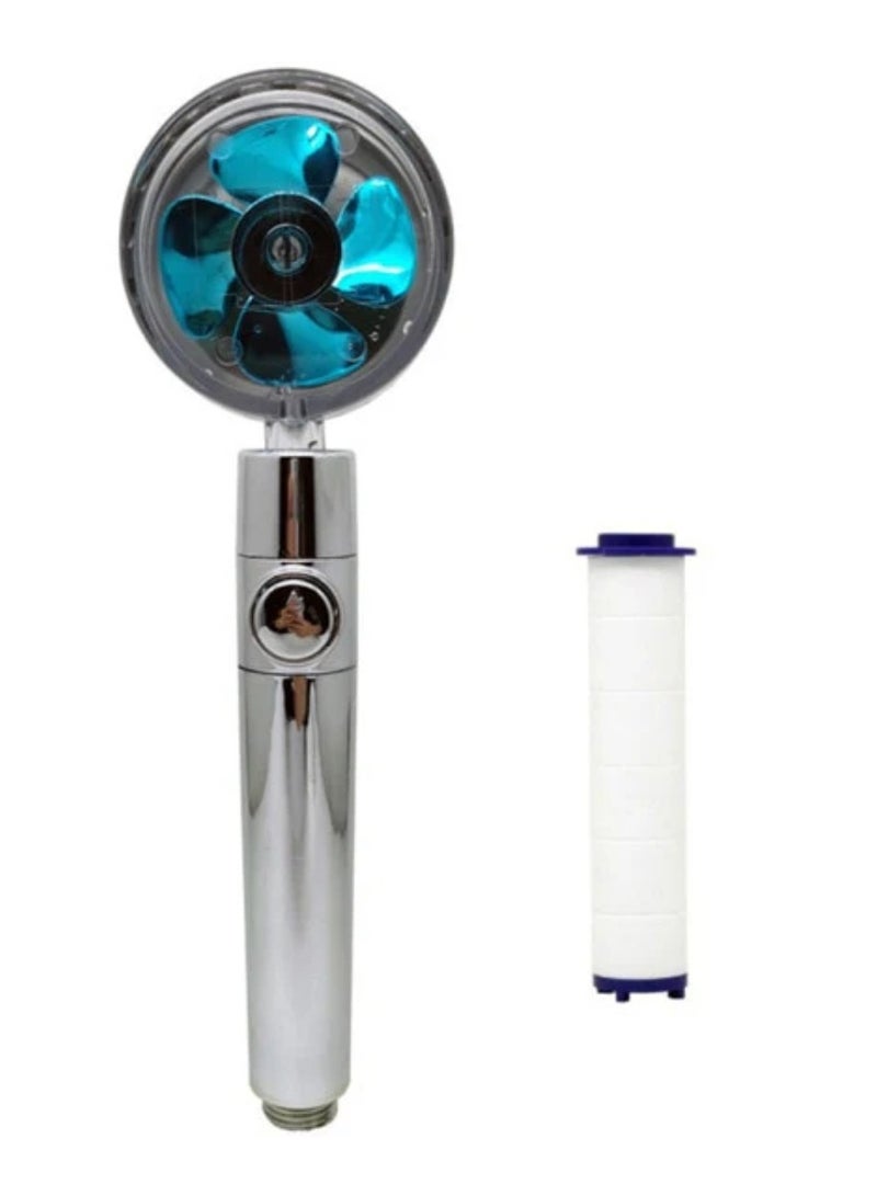 DIGI CORE Water Saving Flow Shower Head 360 Degree Rotating With Small Fan And Rain High Pressure Spray Nozzle High Pressure Turbo Shower Bathroom Accessories - Image 1