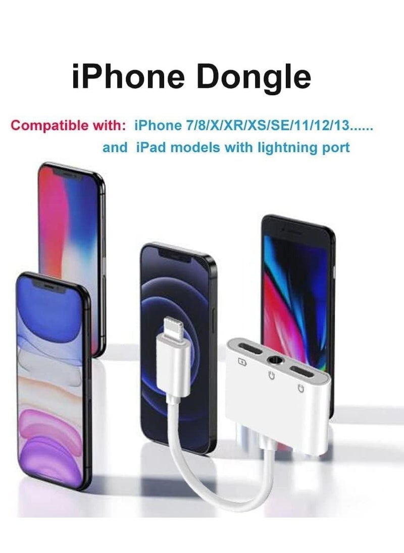Generic - 3.5mm Headphone Jack Adapter for iPhone/iPad - 3in1 Dual Audio Splitter with Lightning & USB-C Charging Port, Compatible with iPhone 15/14/13/12/11/SE/XS/XR/X/8/7, iPad Pro/Air/Mini, Galaxy S Series, Pixel, and More - Image 1