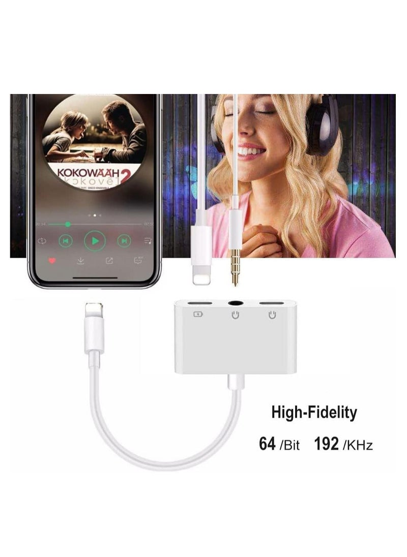 Generic - 3.5mm Headphone Jack Adapter for iPhone/iPad - 3in1 Dual Audio Splitter with Lightning & USB-C Charging Port, Compatible with iPhone 15/14/13/12/11/SE/XS/XR/X/8/7, iPad Pro/Air/Mini, Galaxy S Series, Pixel, and More - Image 1